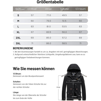 Herren Winterparka Fleecegefüttert mit Taschen & Kapuze