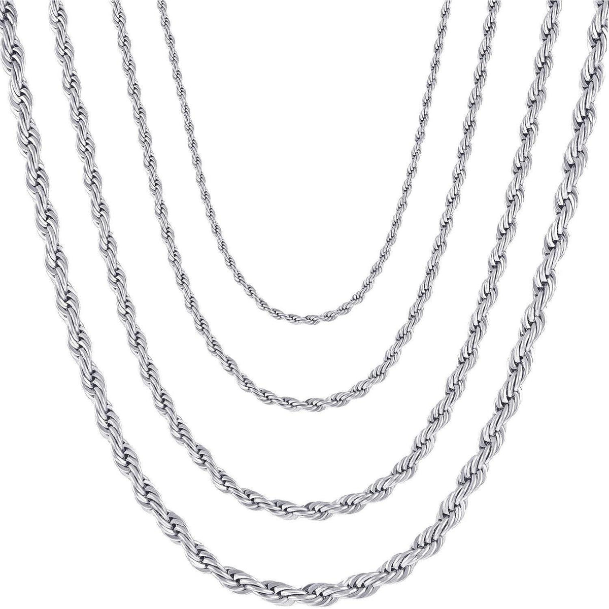 Herren Damen Halskette Edelstahl Verdrehte Kette 2-5mm Silber 45-80cm