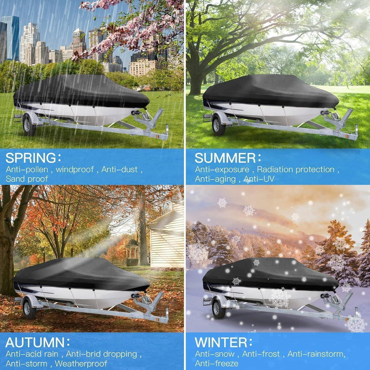 Wasserdichte Bootsplane 14-16ft – Schutzcover für V-Rumpfboote