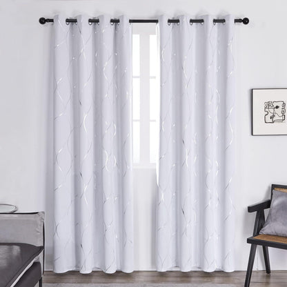 Blickdichte Ösen Gardinen 2er Set 245x140 Silber Grau