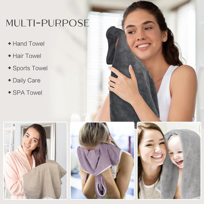 4er Pack Mikrofaser Handtuch Haare 40x76cm Hellbraun