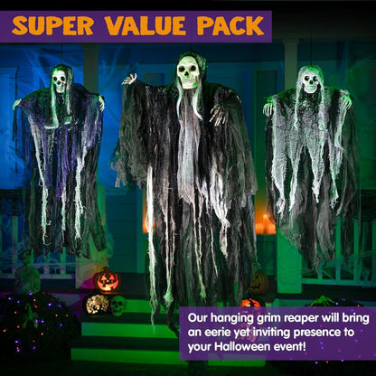 Halloween Sensenmann Dekoration 3 Stück groß klein 135cm