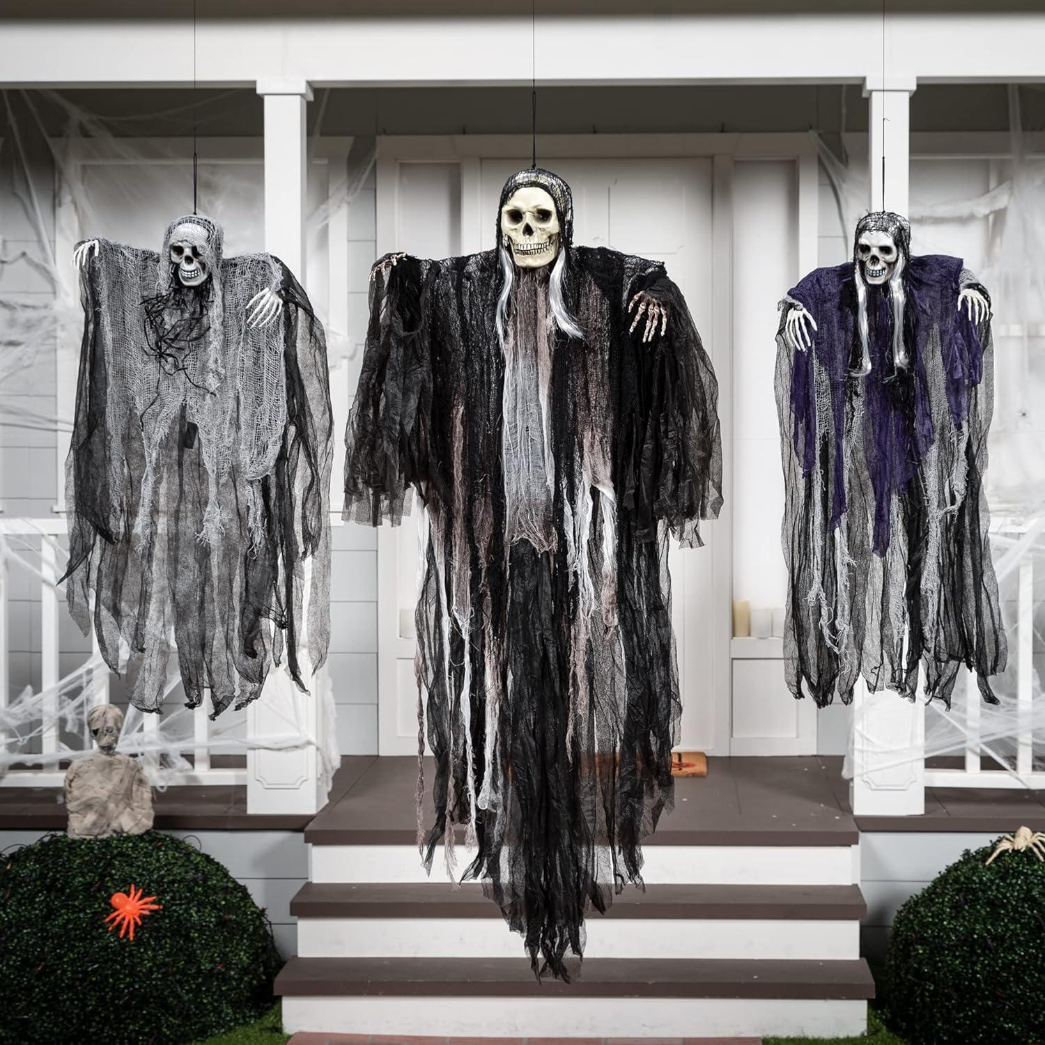 Halloween Sensenmann Deko Set 135cm groß - 3er Pack