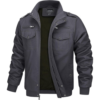 Herren Übergangsjacke Cargo Militärjacke Winddicht Grau 3XL
