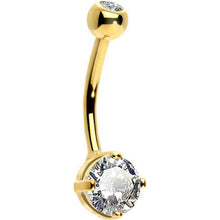 14 Karat Gold Bauchnabelpiercing mit Zirkonia oder Opal Herz