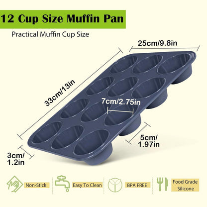 Muffinform 12 Muffins Silikon Antihaft Backblech Cupcakes