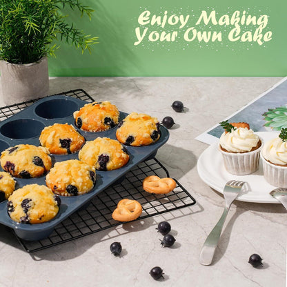 Große Silikon Muffinform für 12 Muffins Antihaft Backform Grau
