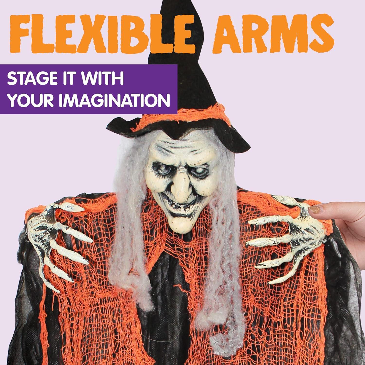 JOYIN 3er Set Halloween Geister-Dekorationen 90 cm für Outdoor, Sensenmann, Hexe