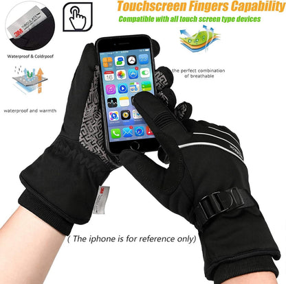 BIKINGMOREOK Winterhandschuhe Warm Touchscreen -30°F Wasserdicht Schwarz