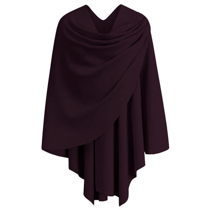 Damen Poncho Strick Cape Cardigan Einheitsgröße Burgunderrot