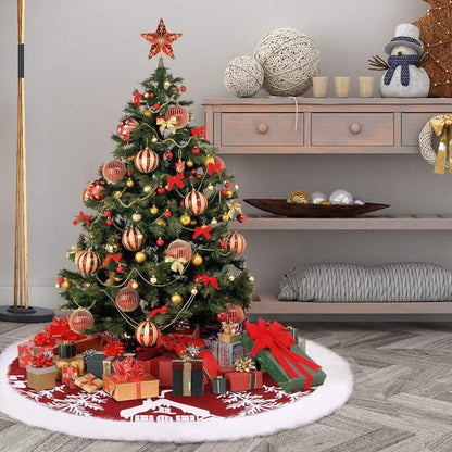 Weihnachtsbaum Rock Rot 122 cm mit Kunstpelzbesatz