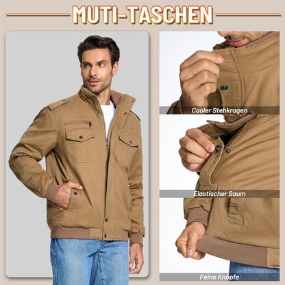 Herren Winterjacke Sherpa gefüttert Khaki XL