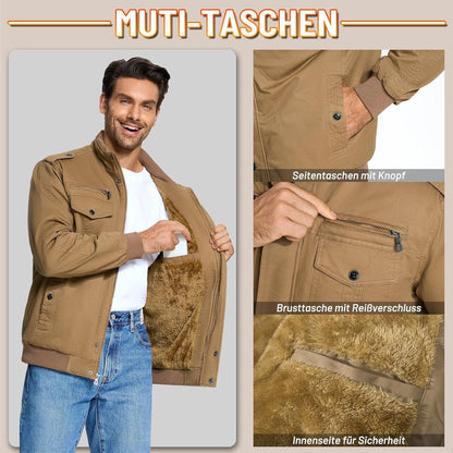 Herren Winterjacke Sherpa gefüttert Khaki 3XL
