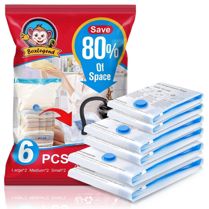 Vakuumbeutel Set 6er Pack – Platzsparende Aufbewahrung für Kleidung