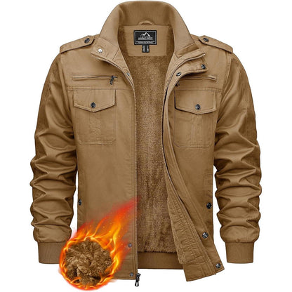 Herren Winterjacke Sherpa gefüttert Khaki L