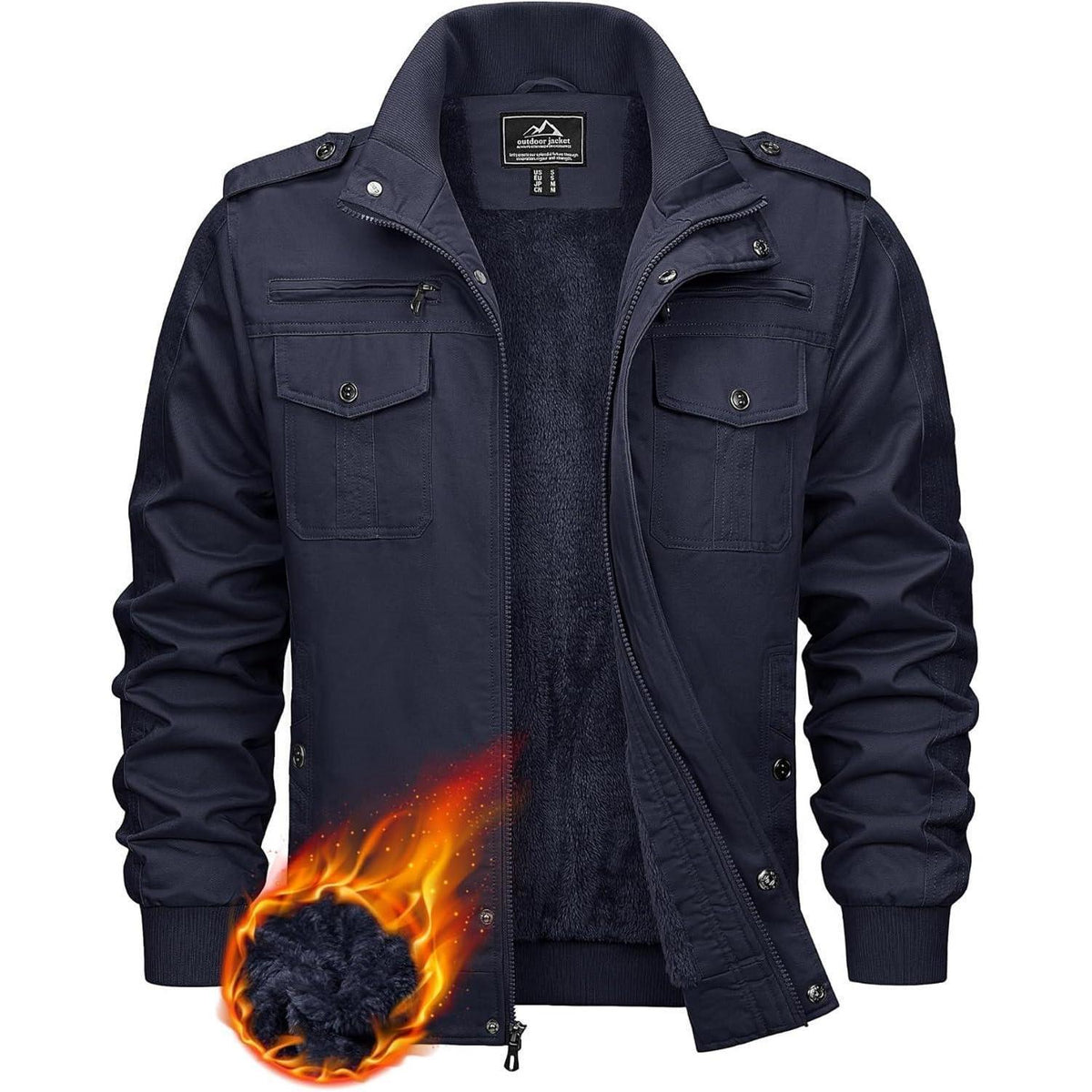 Herren Winterjacke Sherpa gefüttert Dunkelblau M