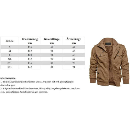 Herren Winterjacke Sherpa Gefüttert Khaki S