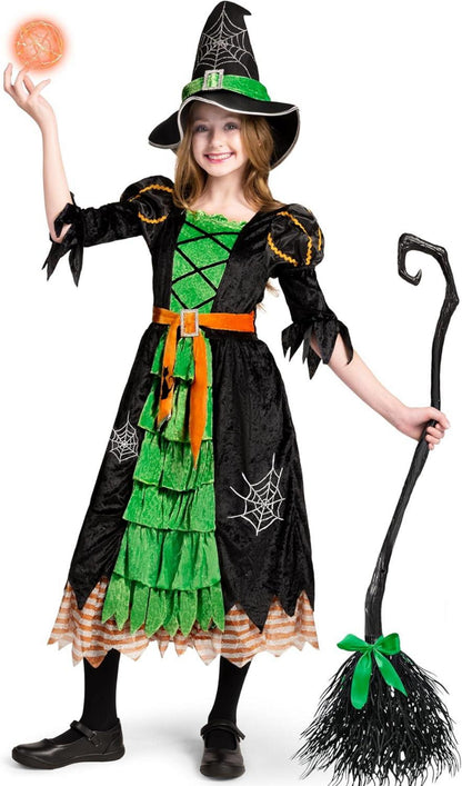 Spooktacular Hexe Kostüm Deluxe Set Mädchen Grün