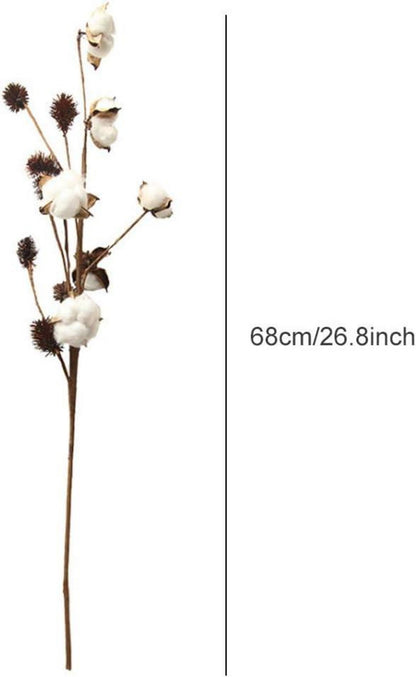 3er-Pack Baumwollstiele Rustikale Blumendeko 68cm