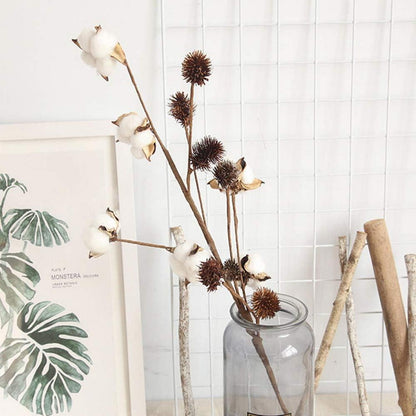 3er Set Baumwollstiele Bauernhaus Blumendeko 68cm Rustikale