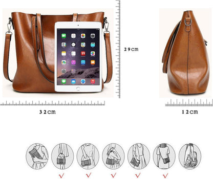 Damen Tote Shopper Schultertasche Umhängetasche Handtasche PU-Leder