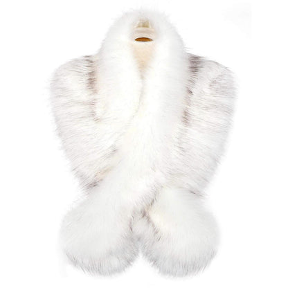 Damen Kunstfell Kragen Weiß 120cm Winter Schal