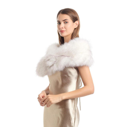 Damen Kunstfell Kragen Weiß 120cm Winter Schal