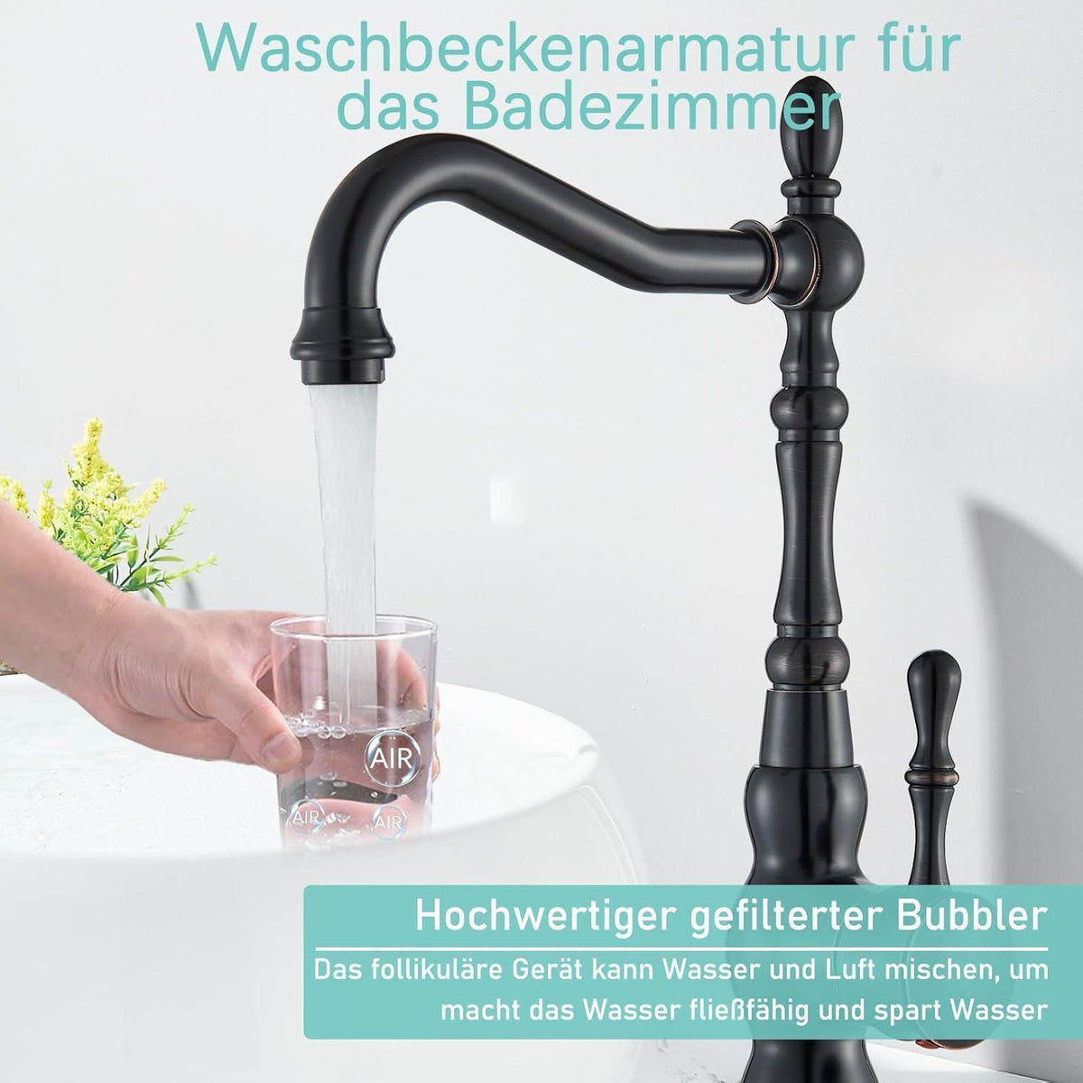 Antiker Bad-Einhebelmischer Schwarz Messing 360° Schwenkbar