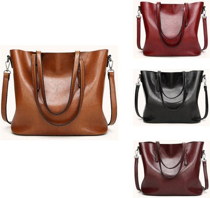 Damen Tote Schultertasche Weinrot PU-Leder große Kapazität