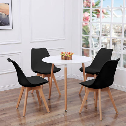 Runder Esstisch Set Schwarz mit 4 Stühlen Retro Design