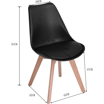Runder Esstisch Set Schwarz mit 4 Stühlen Retro Design