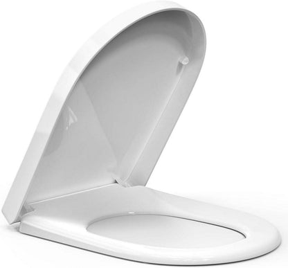 Toilettendeckel mit Absenkautomatik D-Form Weiß Antibakteriell