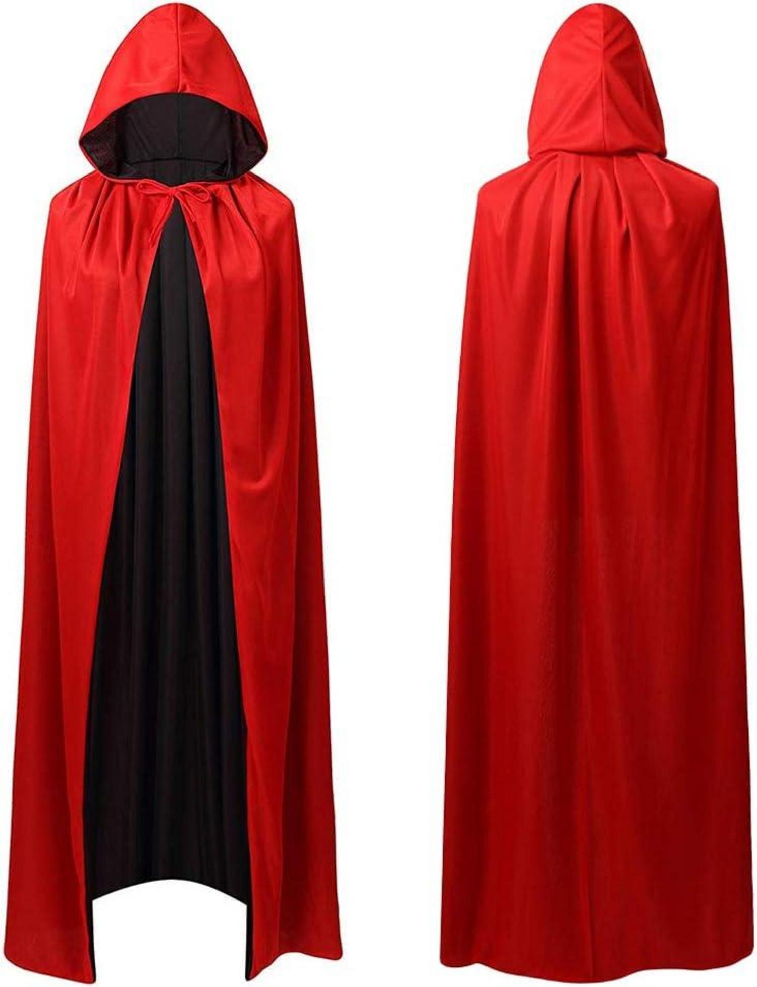 Vampir Umhang Schwarz Kapuze Halloween Kostüm Erwachsene 150-170 cm