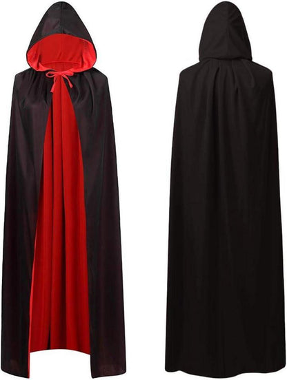 Vampir Umhang Schwarz Rot Kapuzenumhang Halloween Kostüm 150-170 cm