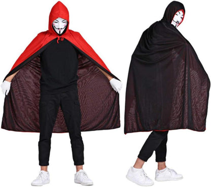 Vampir Umhang Schwarz Rot Kapuzenumhang Halloween Kostüm 150-170 cm