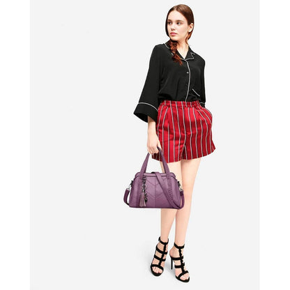 Damen Hobo Schultertasche aus PU-Leder mit Reißverschluss