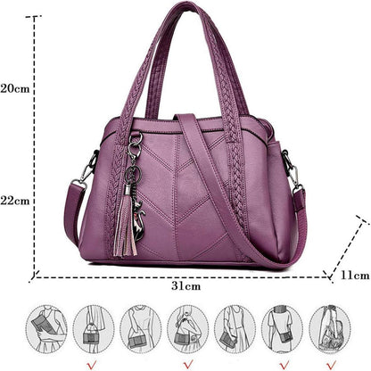 Damen Hobo Schultertasche aus PU-Leder mit Reißverschluss