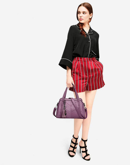 Damen Hobo Schultertasche aus PU-Leder mit Reißverschluss