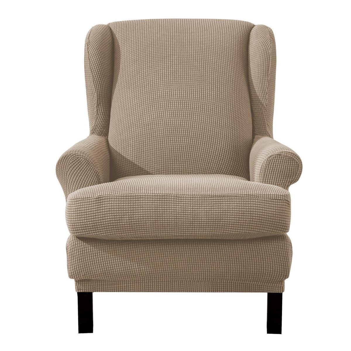 Ohrensesselüberzug 2-teilig Jacquard – Sandfarben