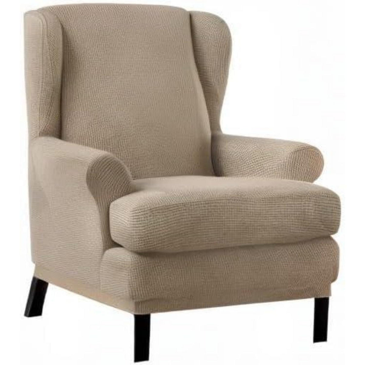 Ohrensesselüberzug 2-teilig Jacquard – Sandfarben
