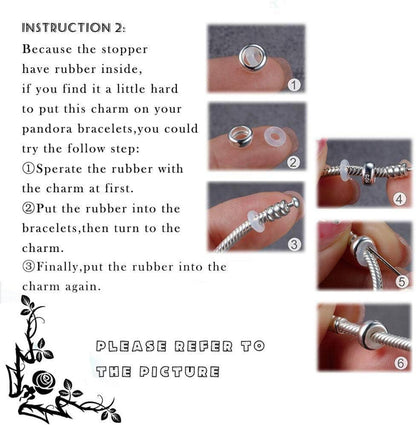 925 Sterling Silber Spacer Perlen Stopper Bead Charm Set für Damen Armbänder