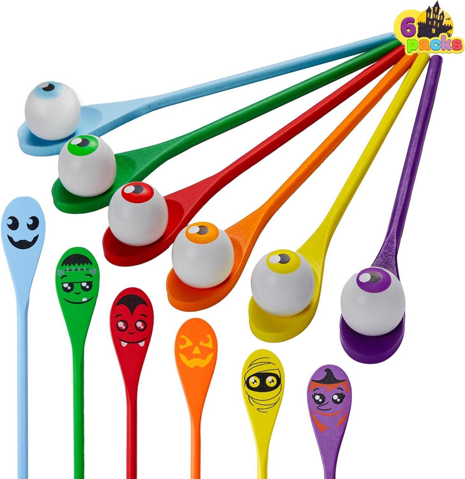 Halloween Ei Löffel Rennspielset 6 Augäpfel Kinder Erwachsene