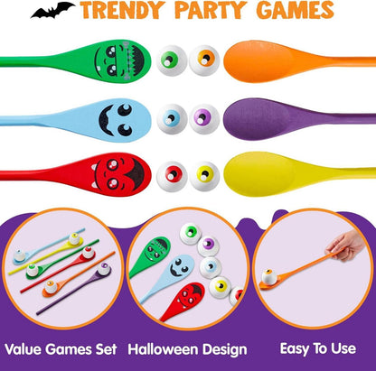 Halloween Ei Löffel Rennspielset 6 Augäpfel Kinder Erwachsene