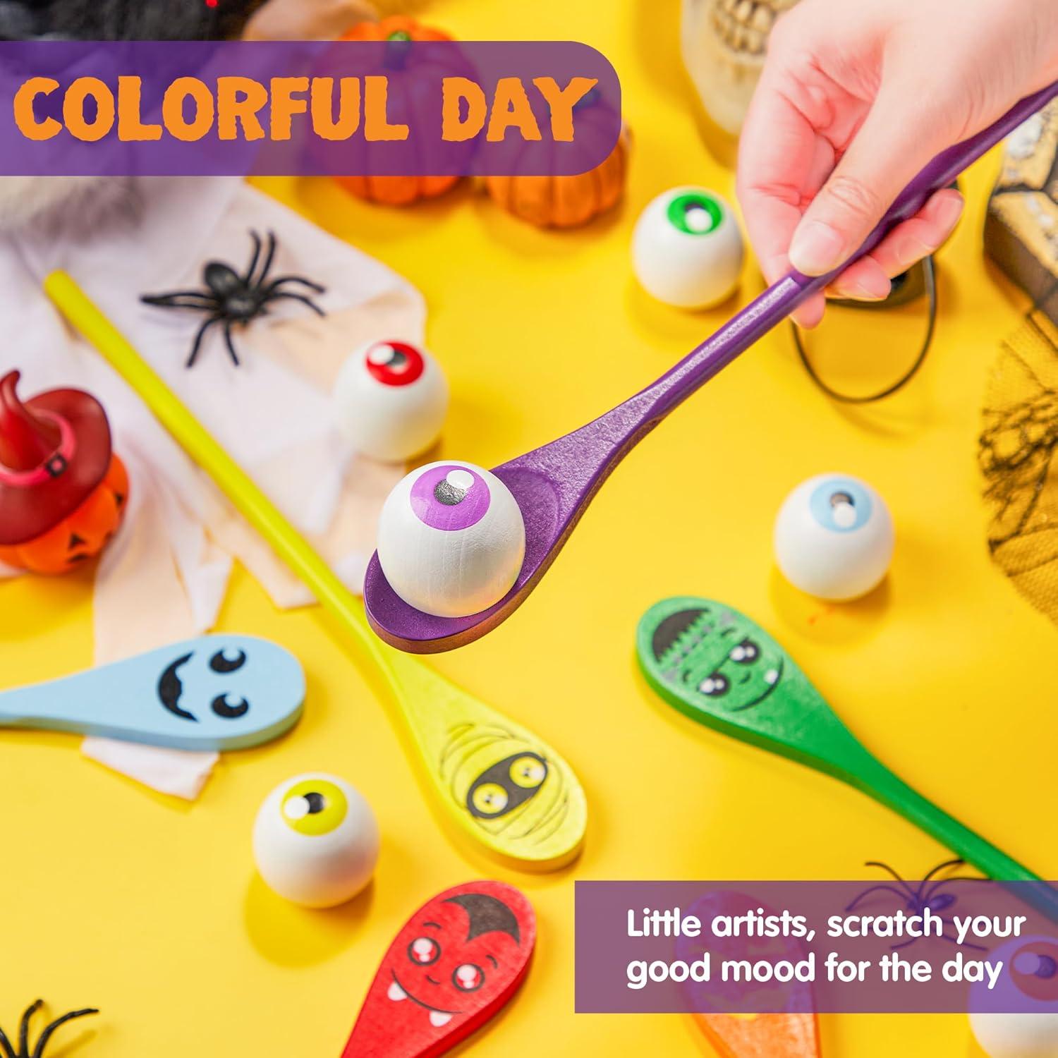 JOYIN Halloween Ei und Löffel Rennspielset 6 Augäpfel Kinder Erwachsene Halloween Spiele Partyzubehör