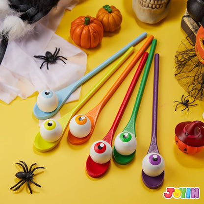 JOYIN Halloween Ei und Löffel Rennspielset 6 Augäpfel Kinder Erwachsene Halloween Spiele Partyzubehör