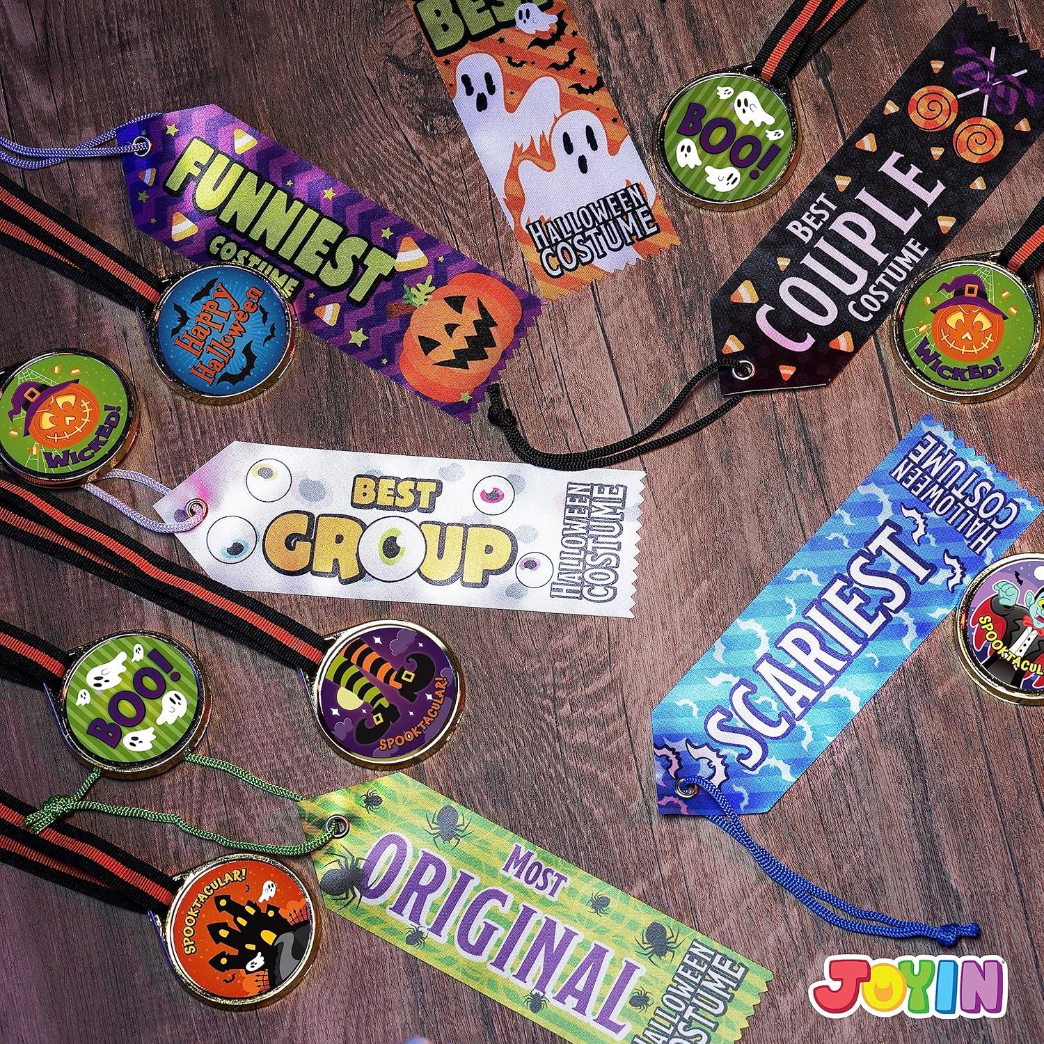 JOYIN Halloween Medaillentrophäen und Trophäenbänder 24 Stück