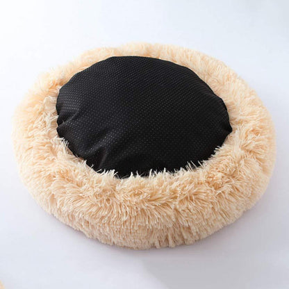 Rundes Hundebett Deluxe Plüsch XXL 120cm Beige