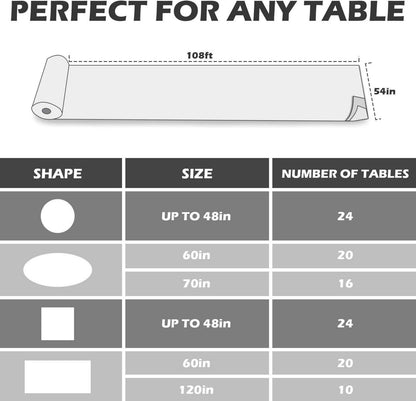 Schwarze Einweg Tischdeckenrolle 137x274cm (12er Pack) - Wasserdicht