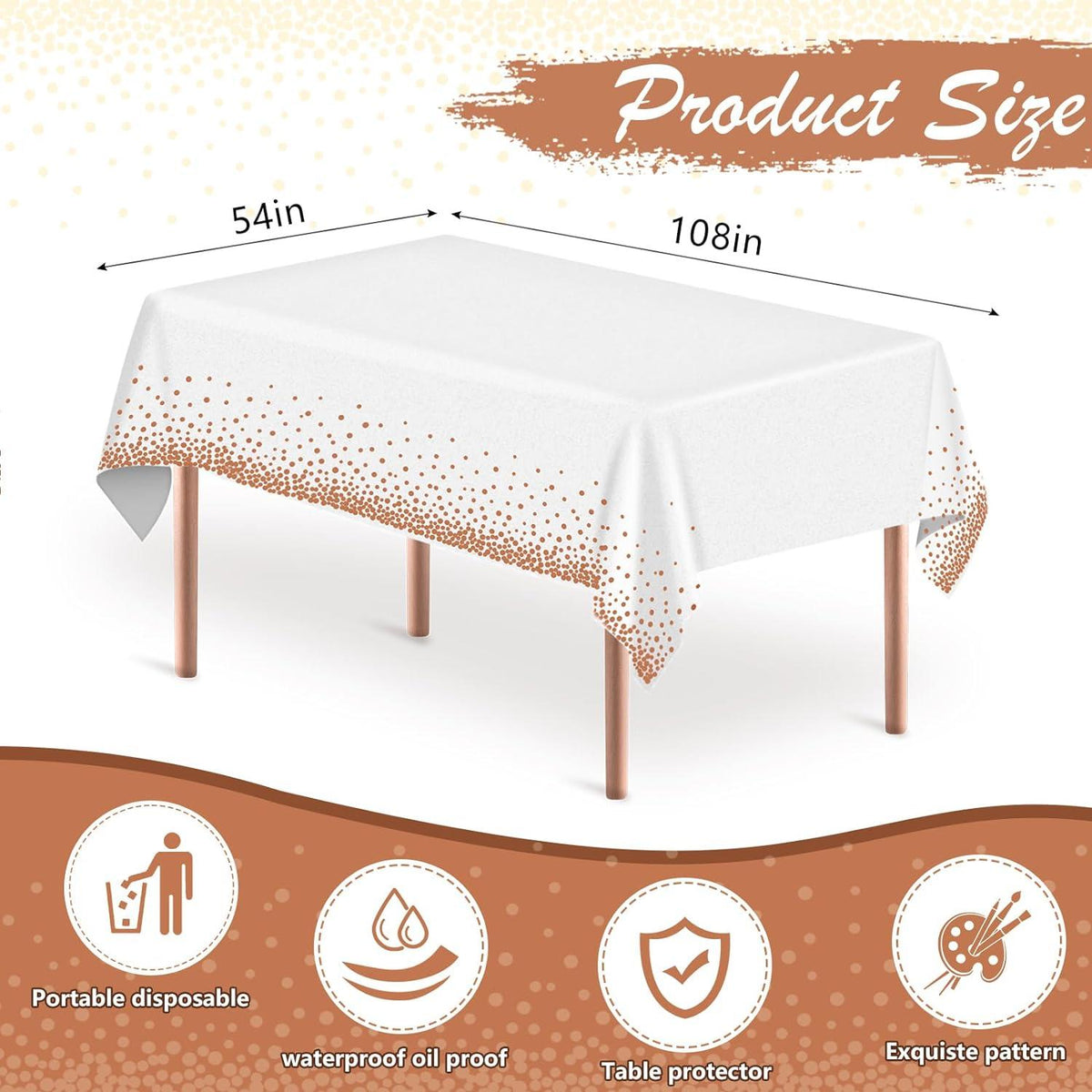 Einweg Tischdecke 137x274 cm, Rosegold, 4 Stück