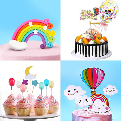 iZoeL Tortendeko Happy Birthday Regenbogen Cupcake Muffin Kinder Geburtstag